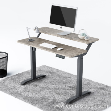 2024 luxury two wooden desktops for metal adjustable desk Electric Motorized Height Adjustable desk